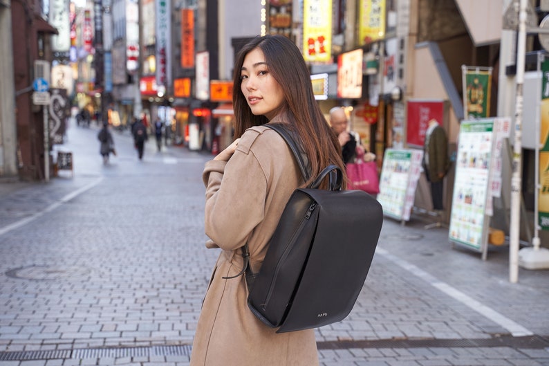 Japanese Randoseru Backpack in Black Women Japan Backpack Vegan Leather Backpack Laptop Backpack Handcrafted Japan School Bag image 9