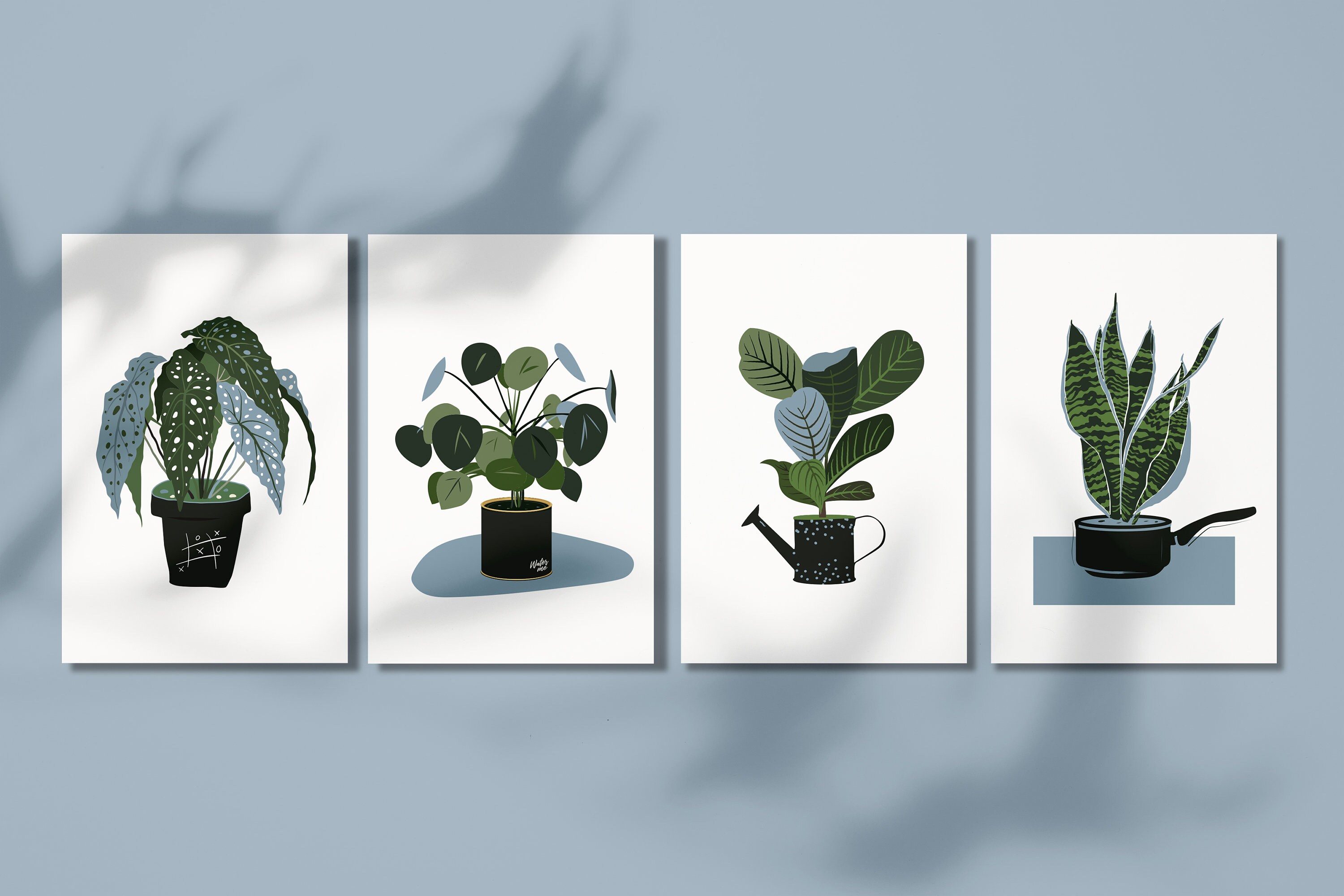 Plant Wall Art Set of 4 Plant Art Plant Print Wall Etsy