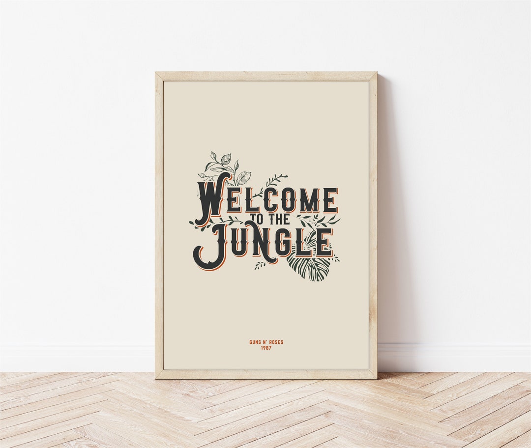 Welcome to Jungle Lyrics Printing Guns n Roses Inspired Music Poster 80s  Rock Music Canvas Painting