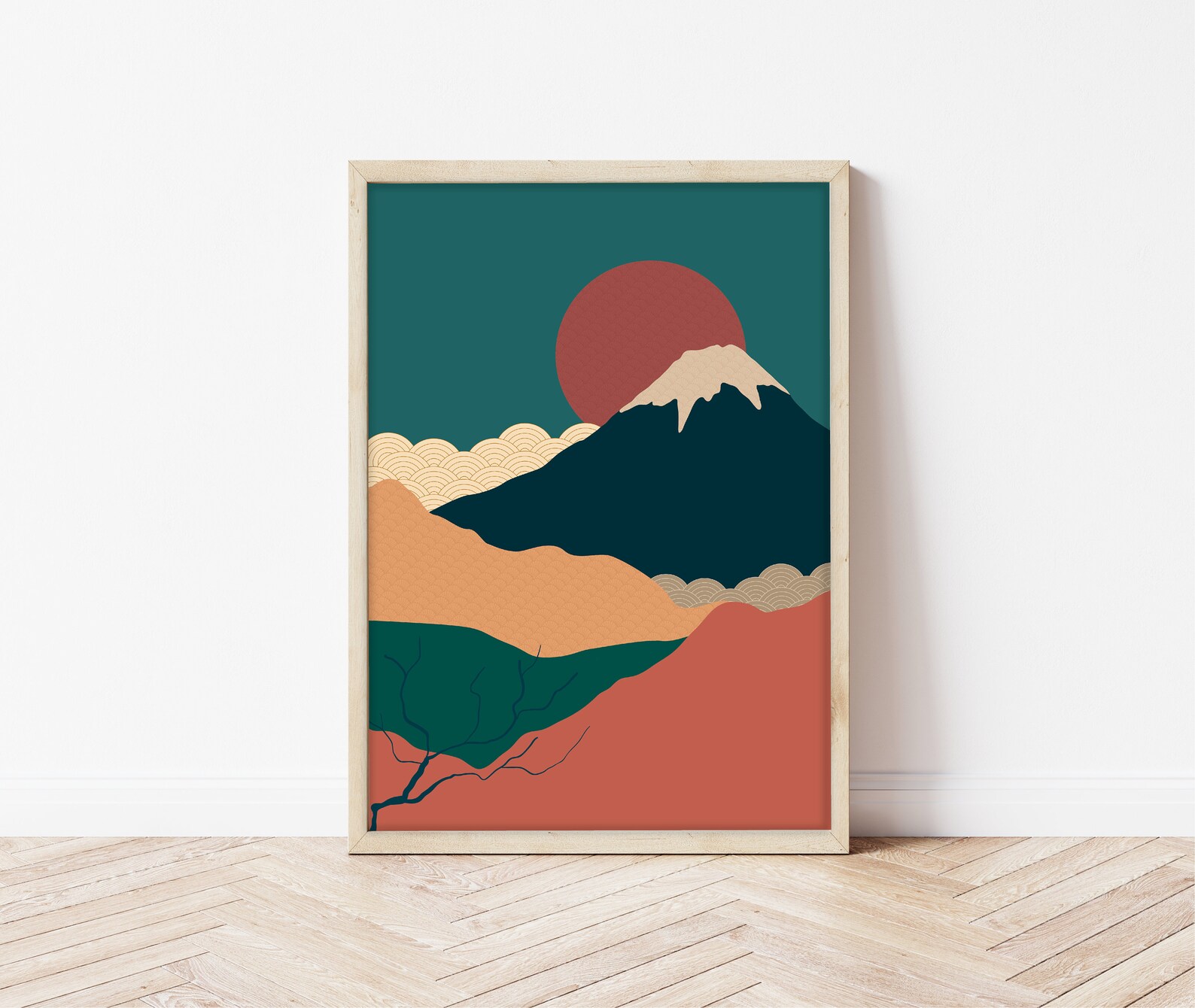 Japanese Wall Art Japan Mount Fuji Scenery Retro Etsy