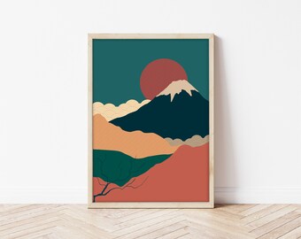 Japanese Wall Art - Japan - Mount Fuji - Scenery - Retro - Wall Decor - Wall Art - Poster