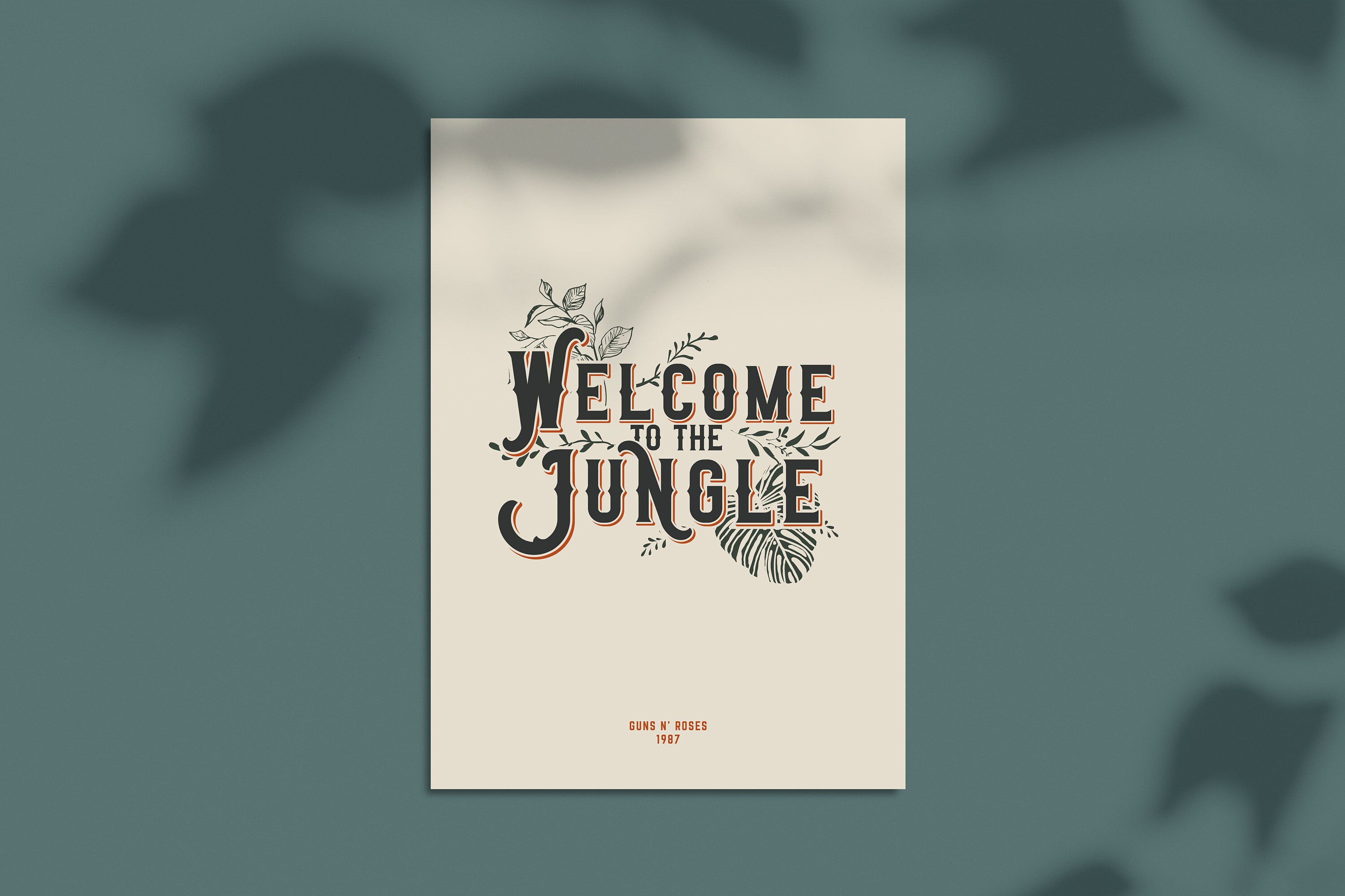 Welcome to Jungle Lyrics Printing Guns n Roses Inspired Music Poster 80s  Rock Music Canvas Painting