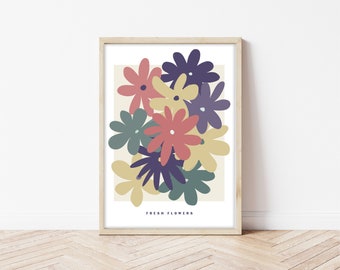 Fresh Flowers Print - Flower Wall Art  - Wall Decor - Wall Art - Poster - Minimal - Illustration