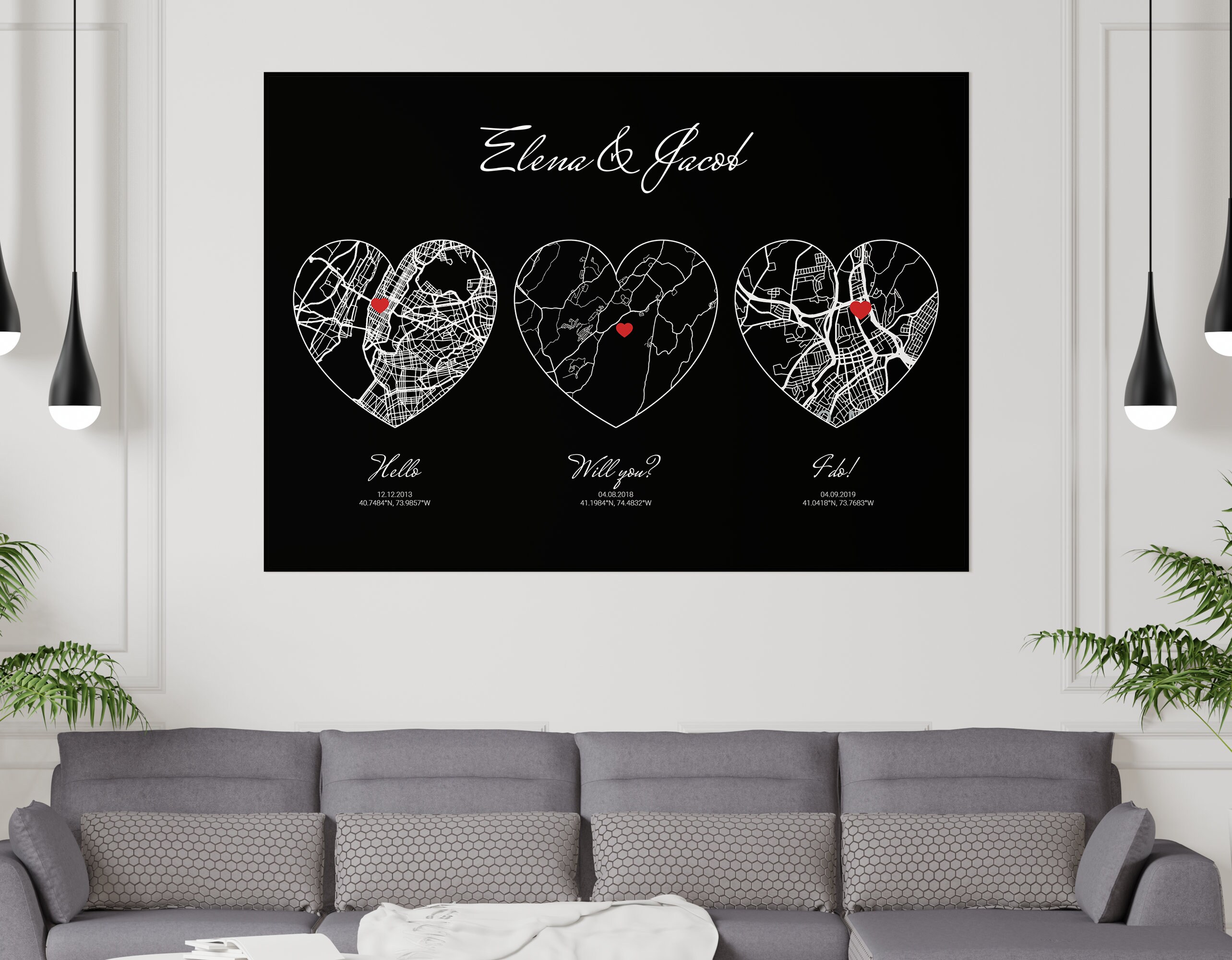 1. Jahrestag Geschenk für Mann Individuelle Location Map 10 Etsy