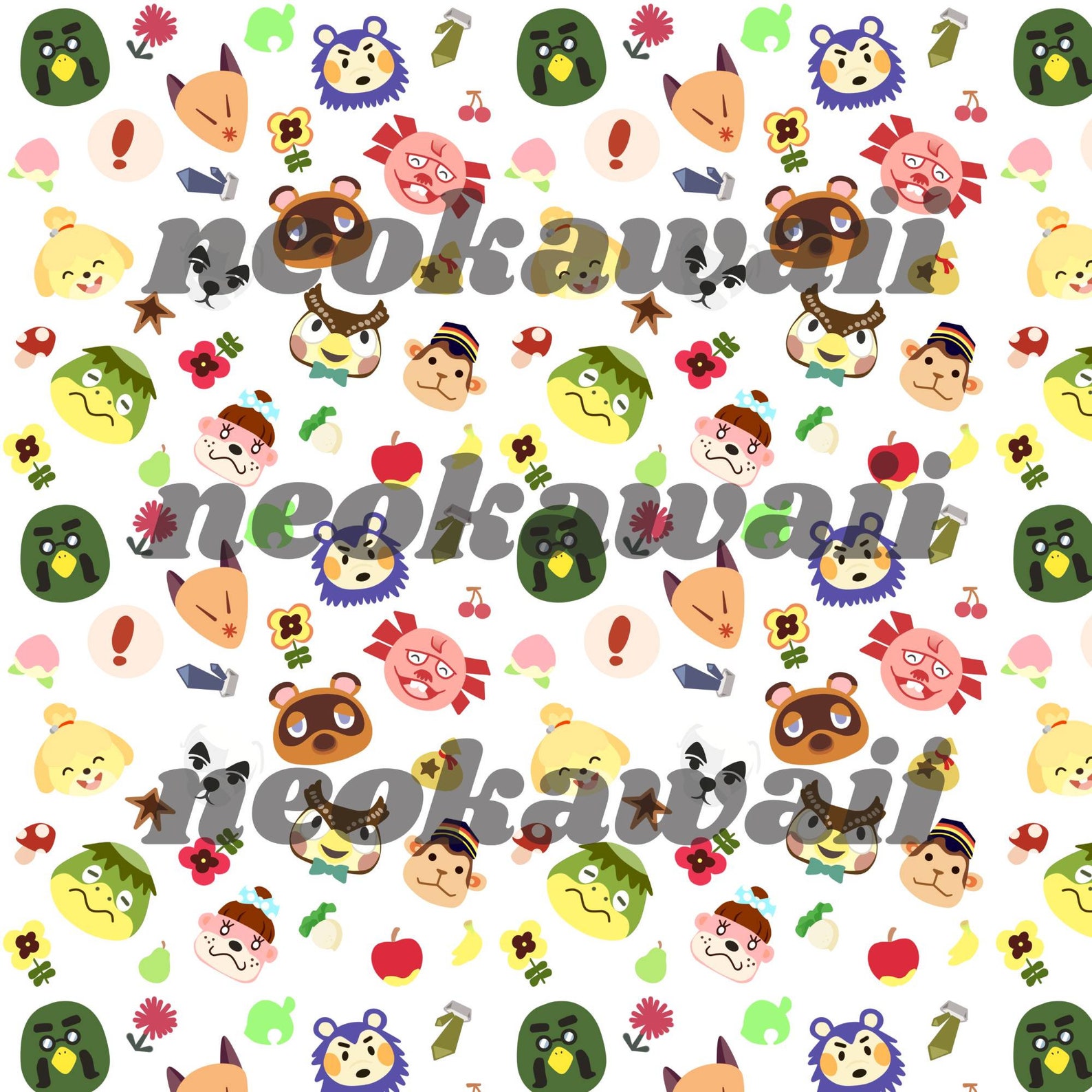 Cute animal crossing pattern for print | Etsy