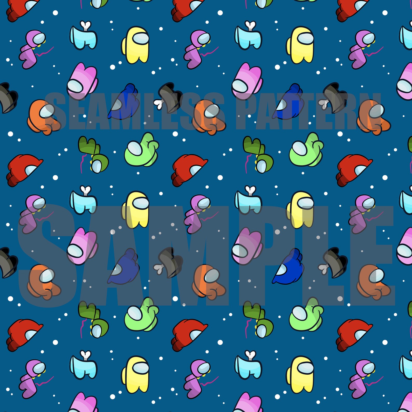 Among us videogame sus seamless pattern for Etsy