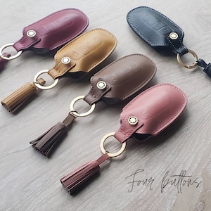 Italian Leather - Hyundai Kona, Azera, Grandeur IG Key Fob Cover, Leather Car Key Fob Cover & Case, Handmade - 4 Buttons
