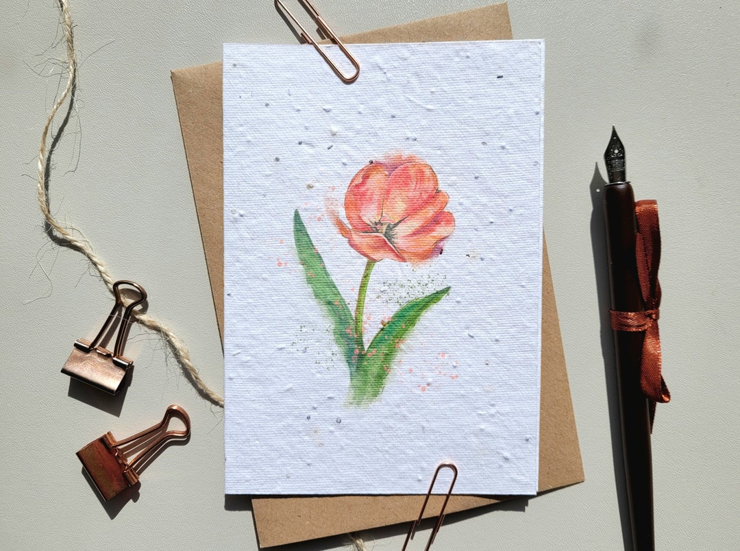 Plantable Tulip Greeting Card/notelet by Jarrt, Seeded Spring Card ...