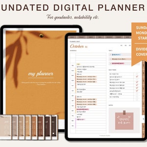 Estetyczny cyfrowy planer, planer iPad, cyfrowy planer, planer goodnotes, planer notability, planer bez daty, cyfrowy planer Boho