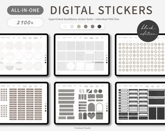 Digital Stickers Set | Black Edition | digital planner stickers goodnotes | Stickers Bundle for Digital Planning | Minimal Digital Stickers