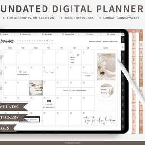 UNDATED Digital Planner, GoodNotes Planner Notability iPad Planner, Daily Weekly Monthly Planner, Digital Journal, MINIMALIST Planner