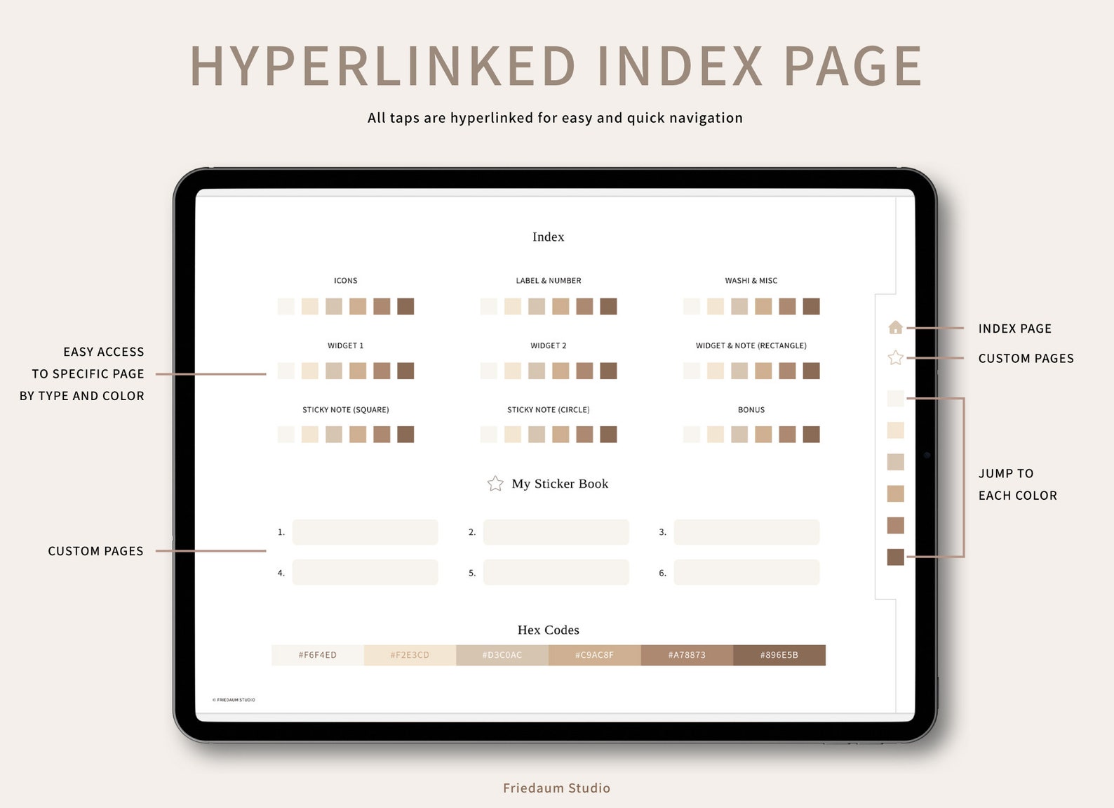 Digital Stickers Set | Brown Edition | Digital Planner Stickerbook for ...