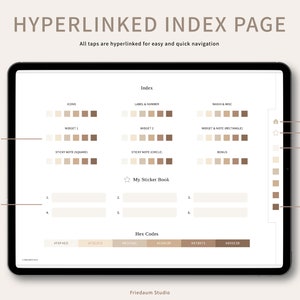Digital Stickers Set | Brown Edition | Digital Planner Stickerbook for ...