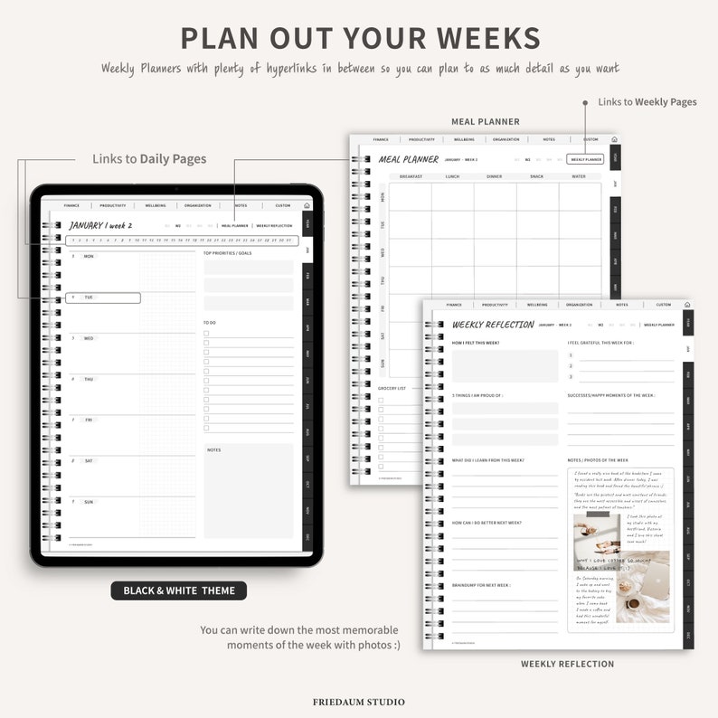 2023 2024 Portrait Digital Planner Dated Digital Planner for Etsy