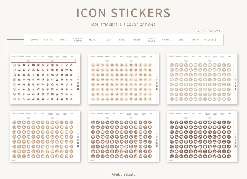 Digital Stickers Set | Brown Edition | Digital Planner Stickerbook for ...