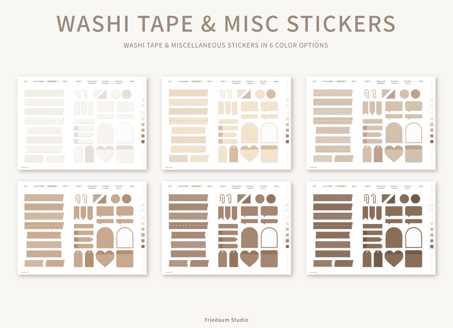 Digital Stickers Set | Brown Edition | Digital Planner Stickerbook for ...