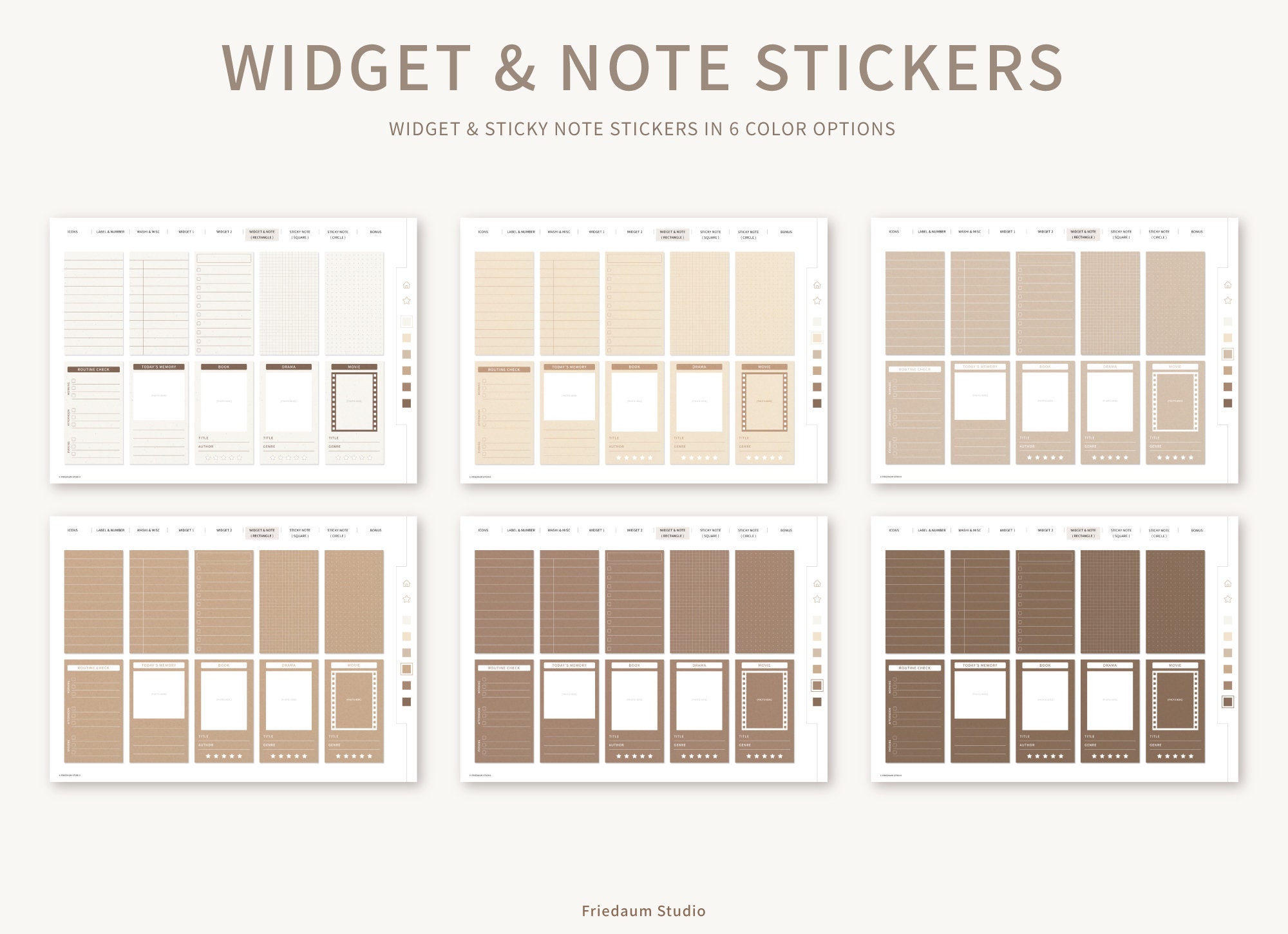 Digital Stickers Set | Brown Edition | Digital Planner Stickerbook for ...