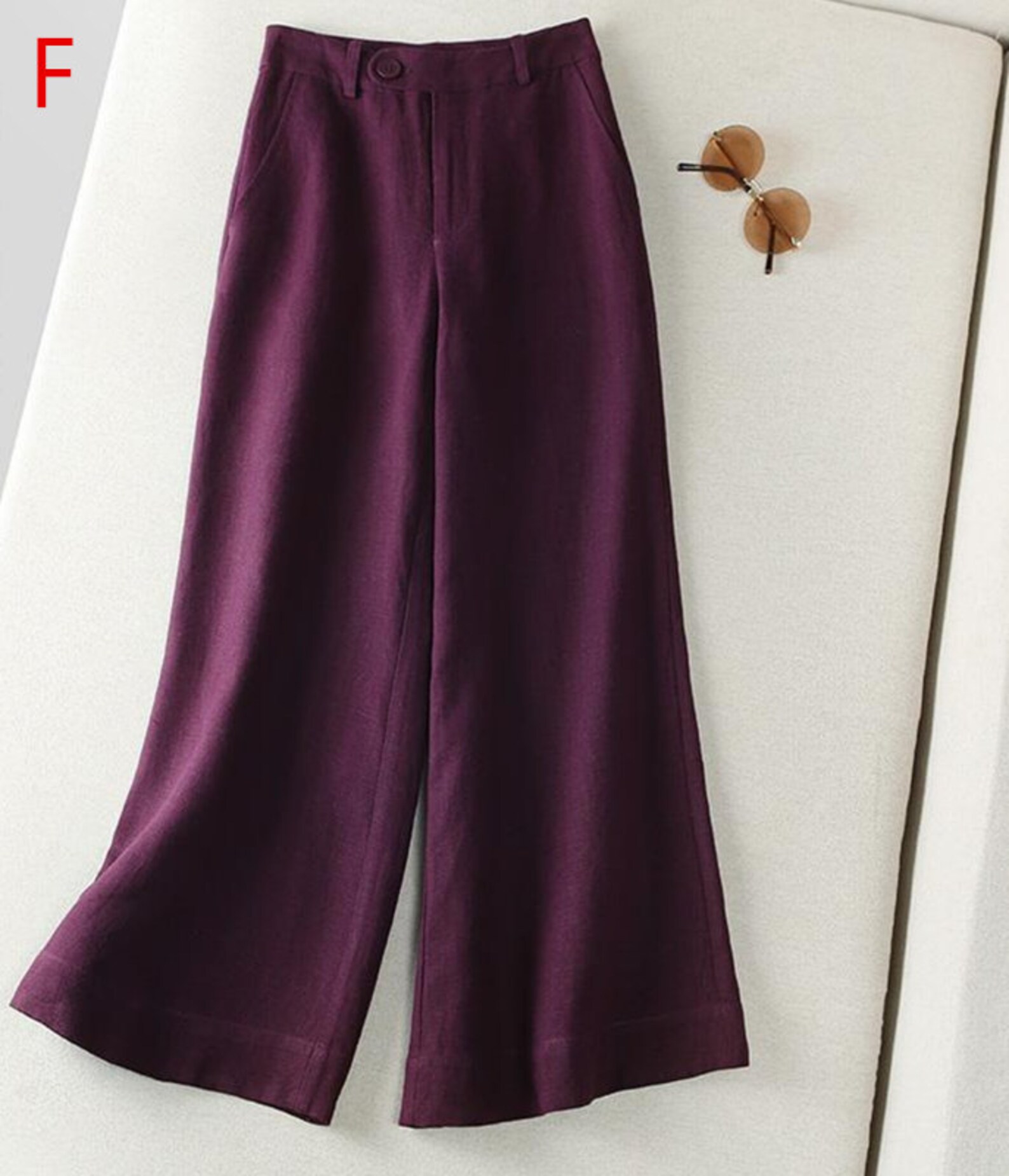 Floor pants wide-leg cotton linen pants high-waist trousers | Etsy