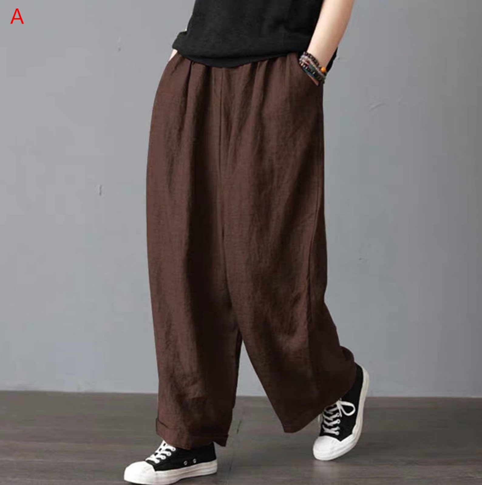 High waist cotton linen pants cotton linen bell bottom pants | Etsy