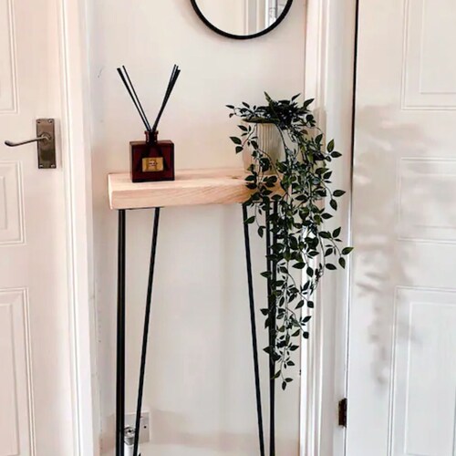 Narrow Console Table With Hairpin Legs Wooden Rustic Hallway Etsy