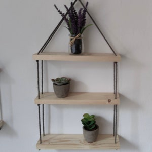 Narrow Hanging Rope Shelf