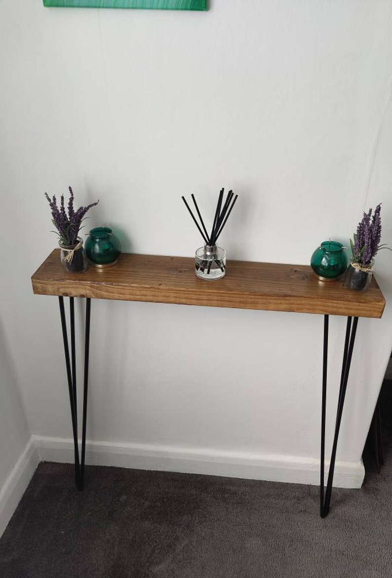 Rustic Narrow Console Table With Hairpin Legs image 4