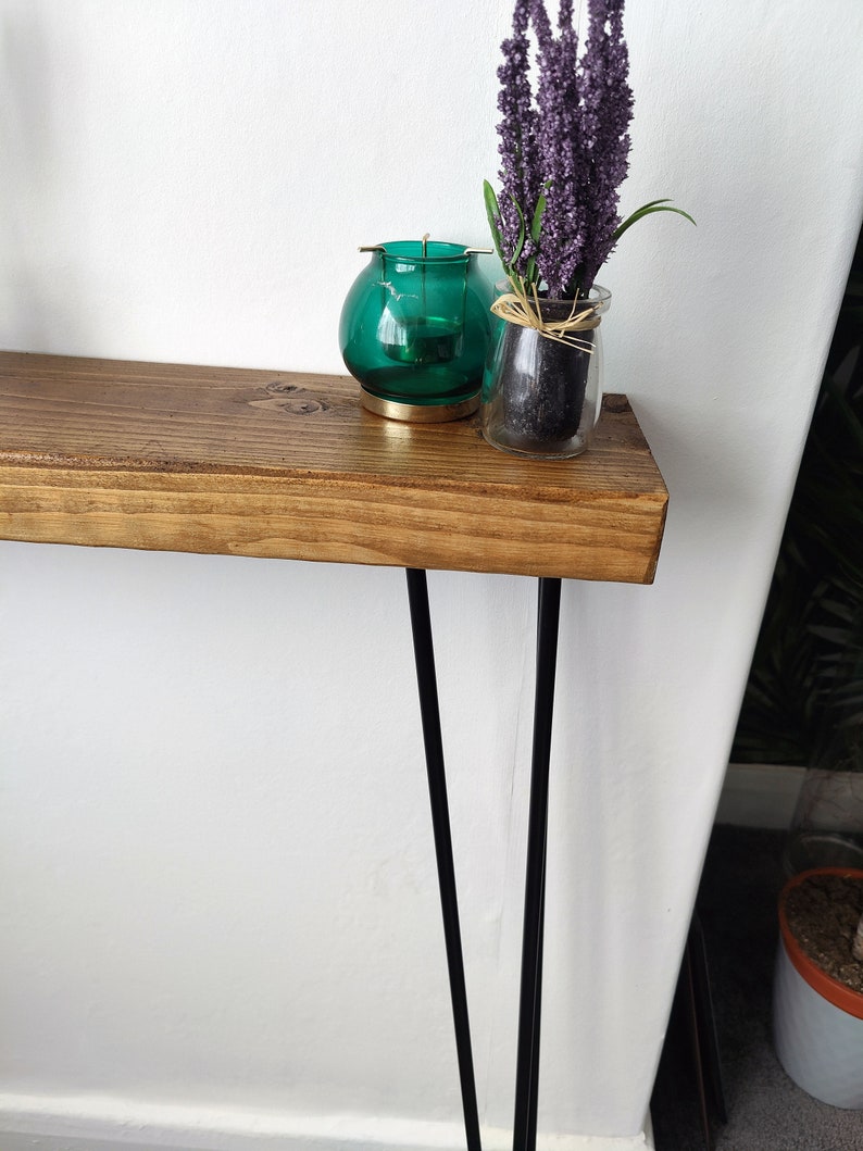 Rustic Narrow Console Table With Hairpin Legs image 6