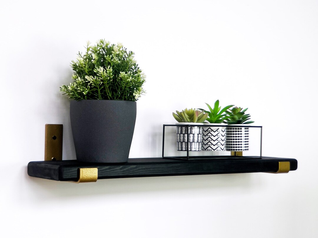 Black & Gold Shelf With J Style Brackets Etsy