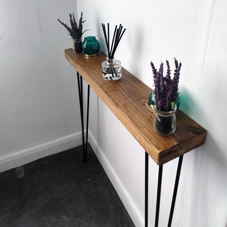 Rustic Narrow Console Table With Hairpin Legs Etsy