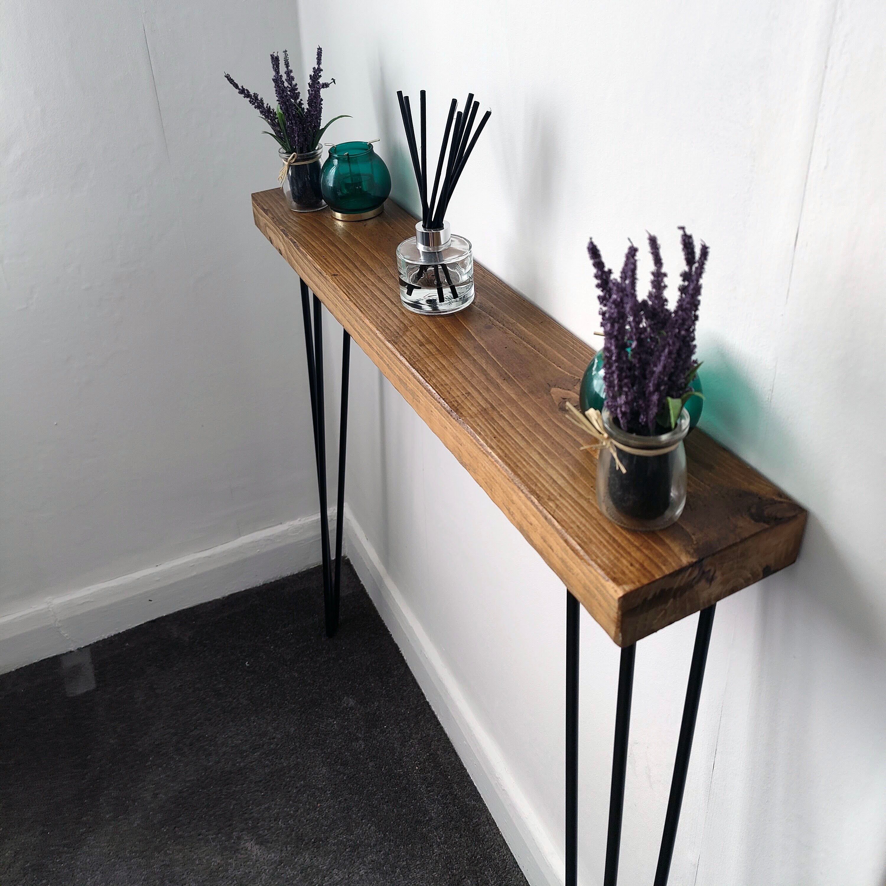 Rustic Narrow Console Table With Hairpin Legs Etsy UK