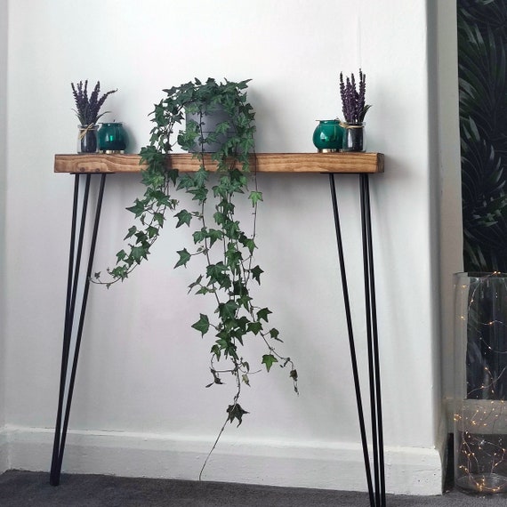 Rustic Narrow Console Table With Hairpin Legs