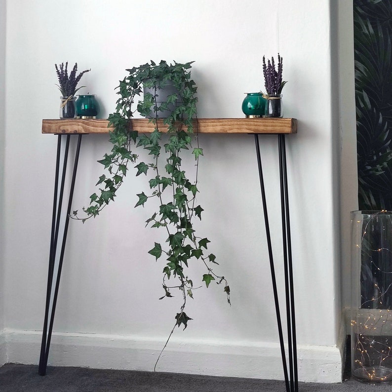 Rustic Narrow Console Table With Hairpin Legs Etsy