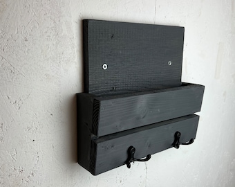 Letter holder with key hooks