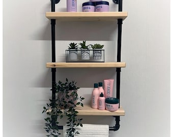 Tiered Shelf Floating Storage // Industrial Iron Pipe