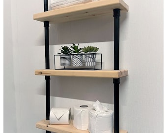 Tiered Shelf Floating Storage // Industrial Iron Pipe
