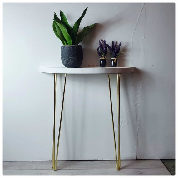 Narrow Console Half Moon White Gold Premium Canada Narrow Console Half Moon White Gold, Half Moon Console Table Canada