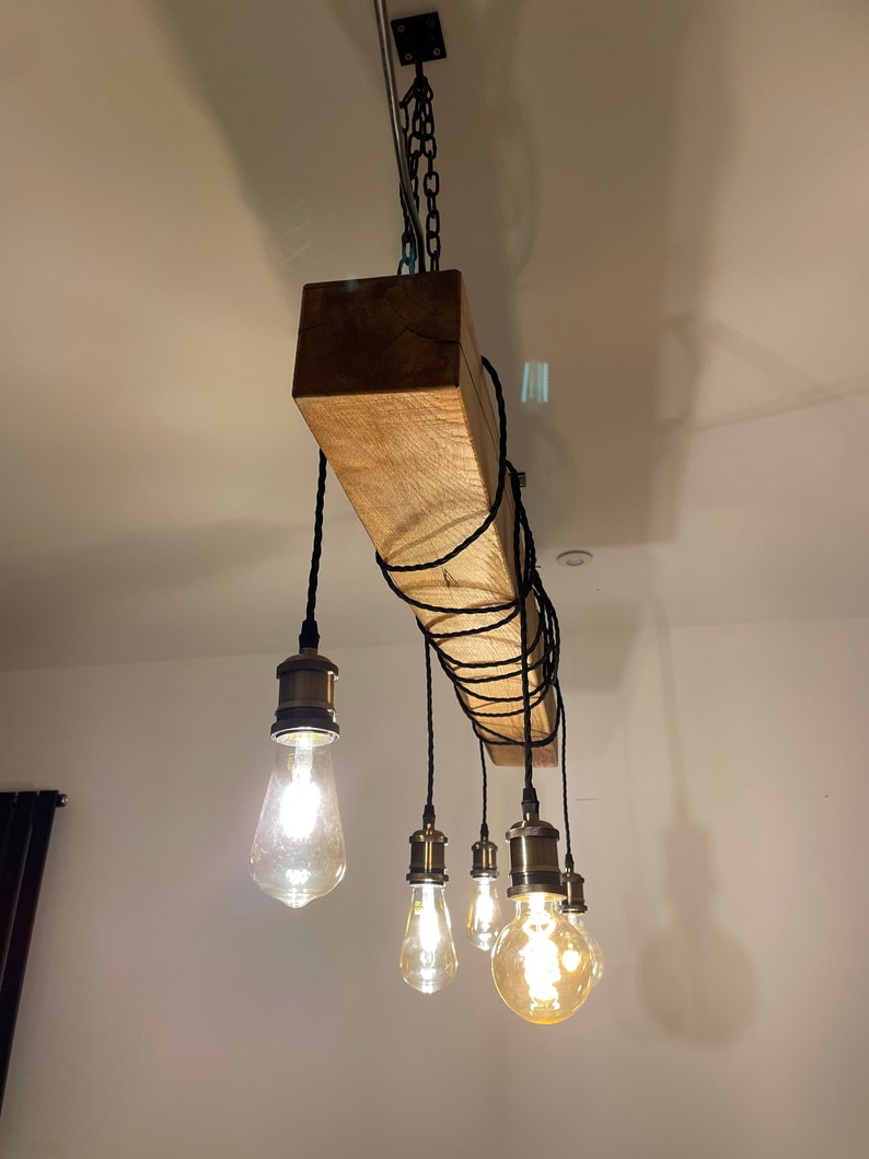 Hanging Beam Ceiling Light Solid Oak Etsy UK