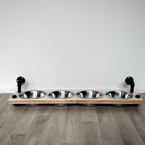 4 bowl wall mounted pet feeder