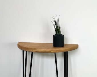 Demi Lune - Solid oak & Hairpin legs / Half Moon Narrow table
