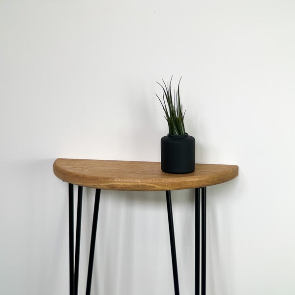 Demi Lune - Massief eikenhout en haarspeldpoten / Smalle tafel Halve maan