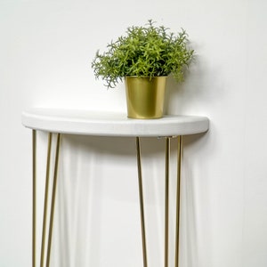 Narrow Console - Half Moon - White & Gold/ Premium Console Table/