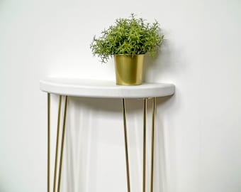 Narrow Console - Half Moon - White & Gold/ Premium Console Table/