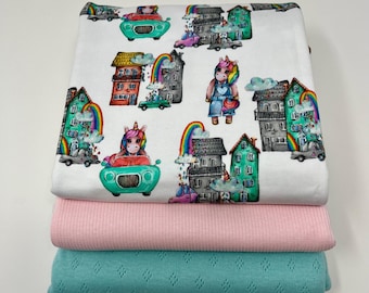 Fabric Remnants Bundle, Fabric Scraps,  Jersey Stretch Fabric Bundle