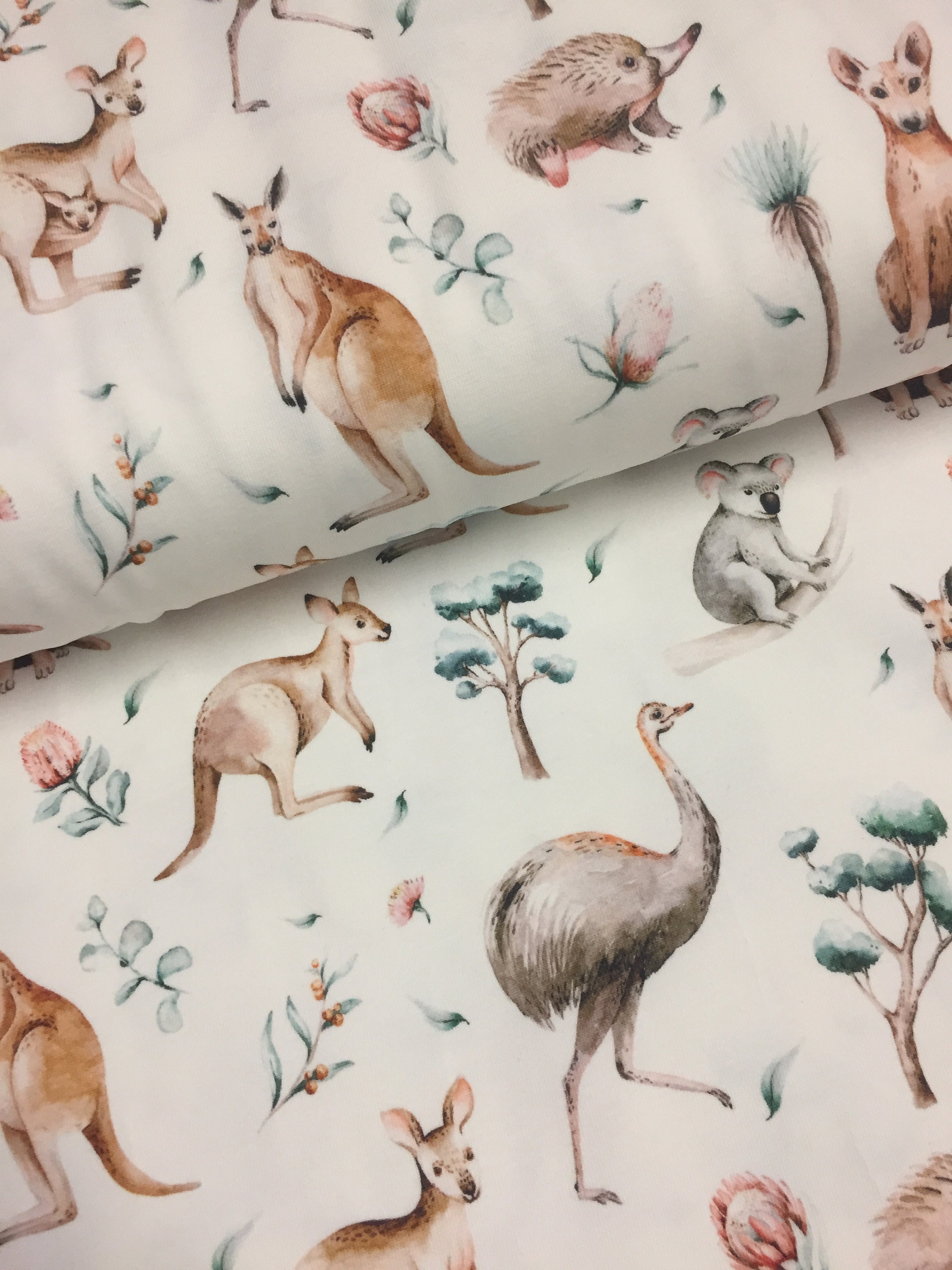 Australia cotton jersey fabric Australian animals fabric koala Etsy