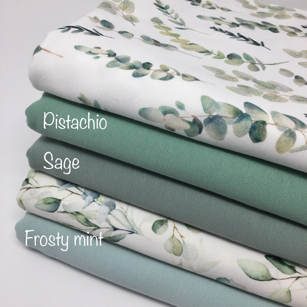 Green Solid Cotton Jersey Plain Jersey Solid Colour Jersey Fabric Sage Jersey Pistachio Ice