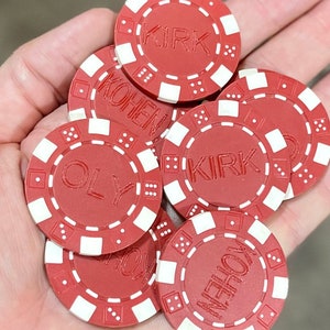 カスタムレーザー彫刻ポーカーチップ。結婚式に最適です。ゴルフマーカー。パーティー。名刺。ノベルティ。