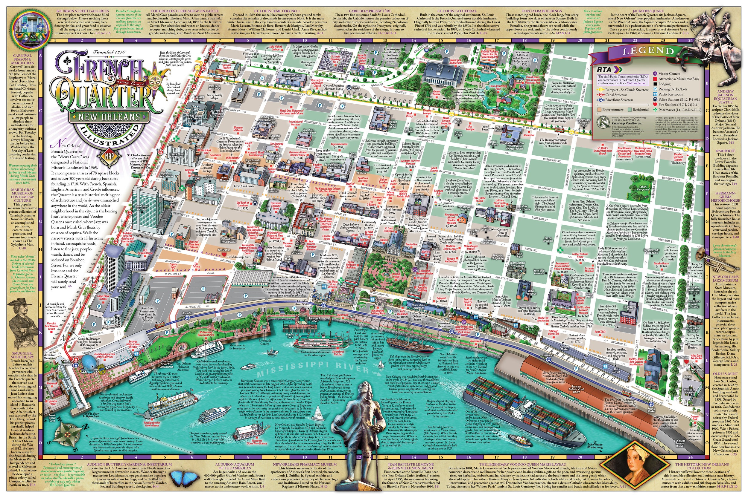 Map New Orleans French Quarter New Orleans French Quarter Illustrated Map Folded | Etsy Australia