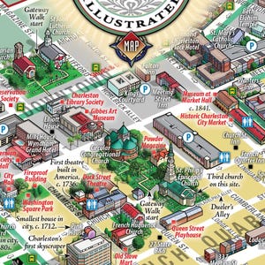 Charleston Historic District Illustrated Map (folded) - Etsy