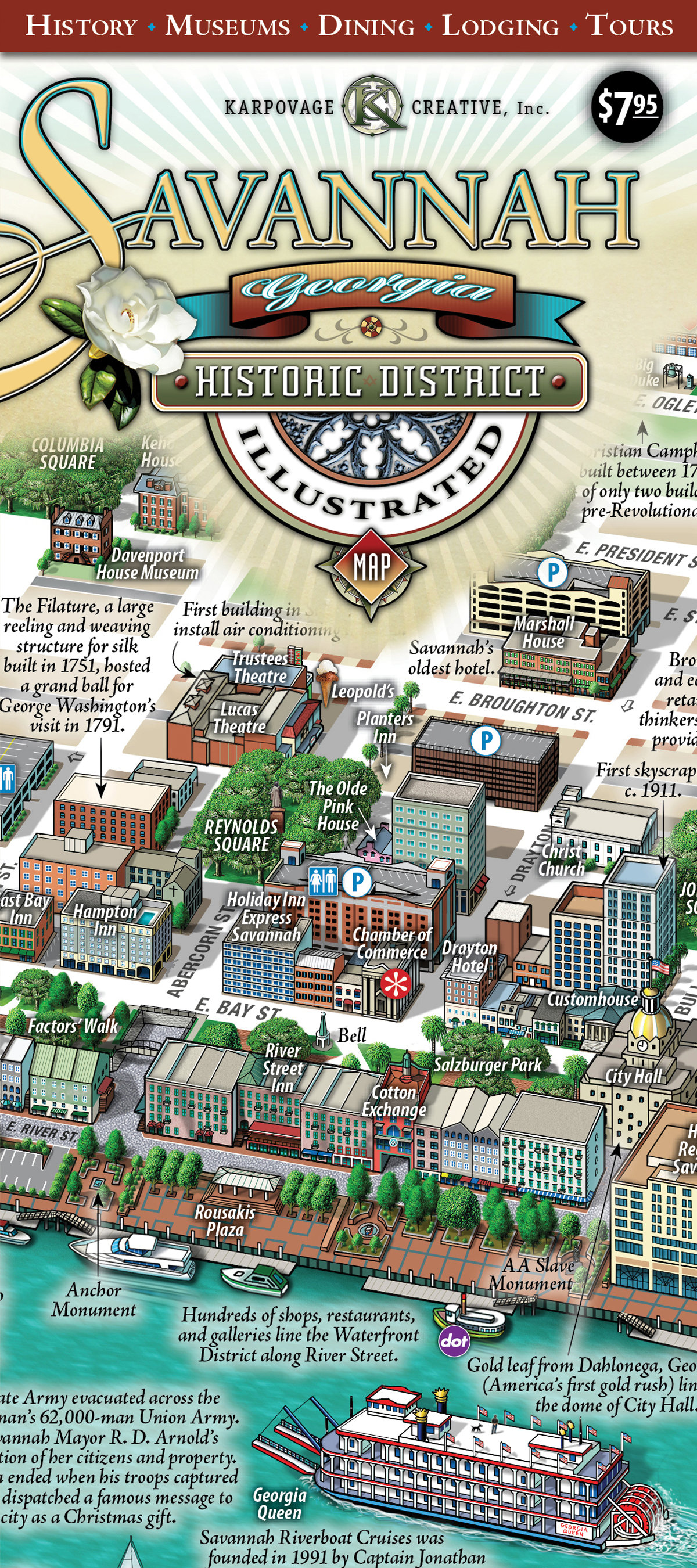 Savannah Historic District Illustrated Map folded - Etsy