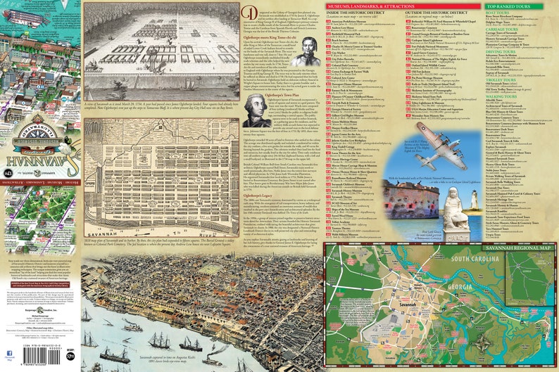 Savannah Historic District Illustrated Map folded - Etsy